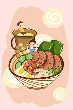 s0365-美食手绘火锅麻辣烫小龙虾烤鱼炸鸡海鲜插画海报PSD素材-淘宝网