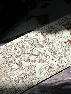 手绘插画⚰️死神就要来临 一步步逼近
去年给@DailyLife手帐 画的暗黑主题胶带【灵魂枷锁】
“鲜血是其象征，是其标志——血之殷红与血之恐怖。狂欢者一个接一个倒在他们寻欢作乐的舞厅之血泊里，每一个人死后都保持着他们倒下时的绝望姿势。”
绘画工具：
画纸：@Canson 获多福水彩纸
画笔️：copic棕色针管笔
