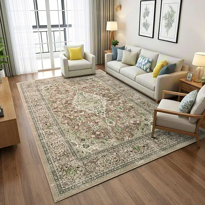 Amazon.com: 2x3 Washable Vintage Rug Door Mat, Green Soft Floral ...