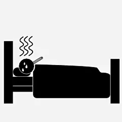 发烧卧床住院发热感染图标_88ICON https://88icon.com 发烧 卧床 住院 发热 感染 生病 体温计
