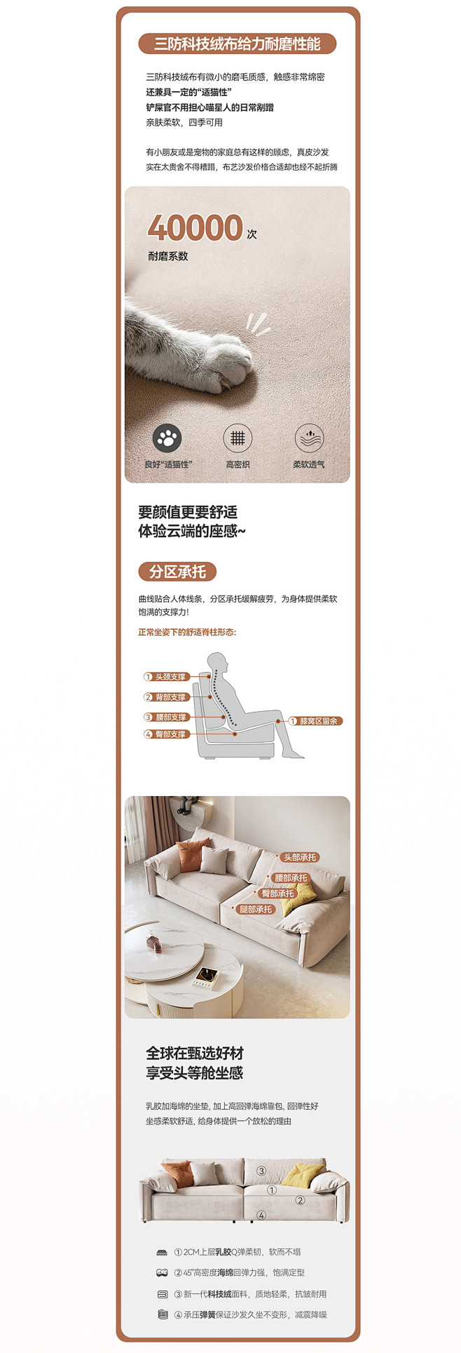 奶油风沙发详情描述视觉分享详情页设计