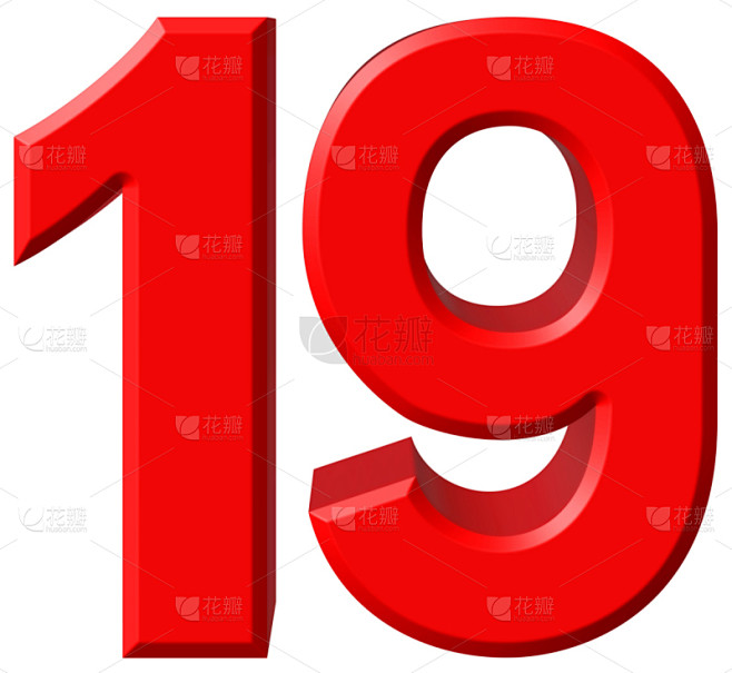 数字,分离着色,18岁到19岁,三维图形,白色背景,红色,水平画幅,无人,摄影