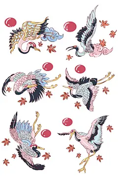 手绘仙鹤  - 源文件下载【酷图网】仙鹤,鹤,丹顶鹤,双鹤,展翅,飞行,飞翔,圆圈,墨迹,抑扬,无双,情侣装,海浪,祥云,红日,太阳,梅花,印章,两只仙鹤,中国风,民族风,中国古典,