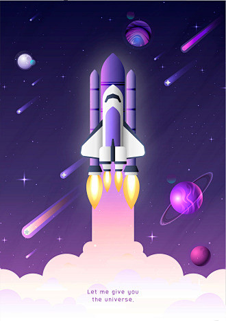 火箭发射 美丽星空 宇宙星系 绚丽夜空插...