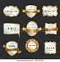 Luxury premium pearl white and golden labels collection, vector illustration