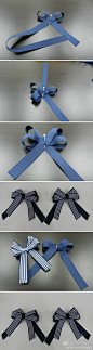 <蝴蝶结> 这款蝴蝶结可以用在产品包装上，也可以用作发饰。选择合适的丝带打造韩式蝴蝶结。 
