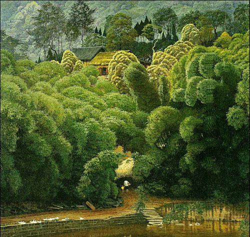 中国·川西田园风光"油画(2) : 独坐.
