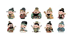 Q版三国人物刘备关羽张飞曹操卡通人高清模板免费下载-趣麦麦图