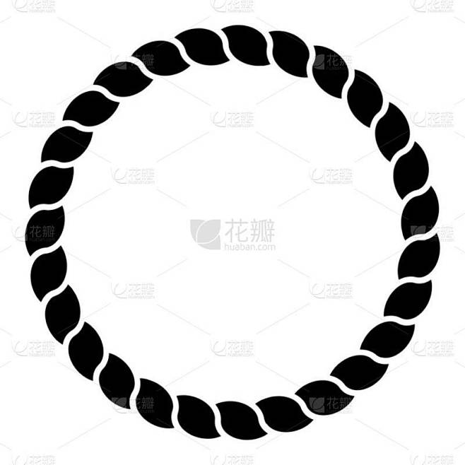 黑白相间的圆绳框线艺术隔离向量