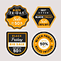 Flat black friday sale badges collection