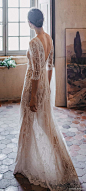 divine atelier 2020 bridal 3 quarter sleeves bateau neckline fully embellished elagnt a line wedding dress v back sweep train (5) bv