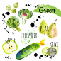 水彩手绘有机绿色食品水果蔬菜海鲜海报模板 矢量设计素材 G901-淘宝网