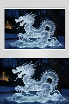 AI数字艺术龙年冰雕雕塑模型