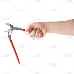 手里拿着管工的扳手工具，组成隔离过