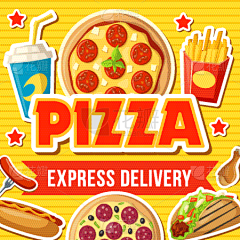 比萨饼,快餐,小吃,一夜邮寄,饮料,菜单,苏打,食品,烤肉架,炊具