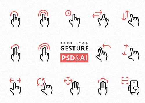 11款交互用的触屏手势示意图标 | 设计...