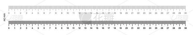 统治者。标尺刻度，标尺标记。矢量插图。厘米的规模。毫米尺度。