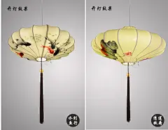 新中式仿古灯具 现代餐厅客厅茶楼创意吊灯 古典艺术手绘布艺灯笼-淘宝网