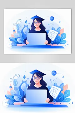 AI数字艺术扁平风在线教育插画