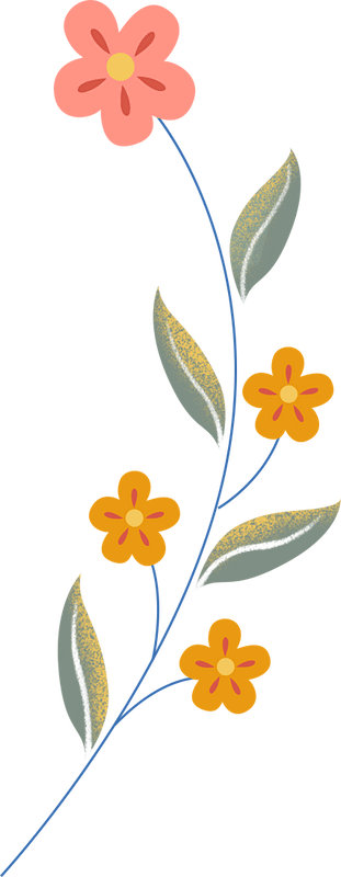 可爱植物鲜花插画黄复活节彩色红花朵手绘插...