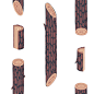 森系手绘木纹年龄木桩树枝叶子蘑菇羽毛PNG免抠PS素材  (3)