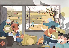 盐都农产品包装/宣传图（秋冬）_伞小獭的插画作品_涂鸦王国_原创绘画平台