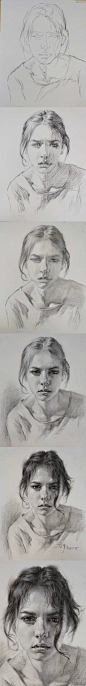 各角度女青年素描头像步骤解析。

陈赞业老师 #素描# #遇见艺术#