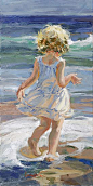 Coming Here by Corinne Hartley Oil ~ 24 x 12