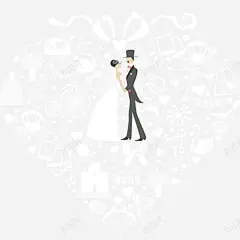扁平化双人结婚图案 创意素材