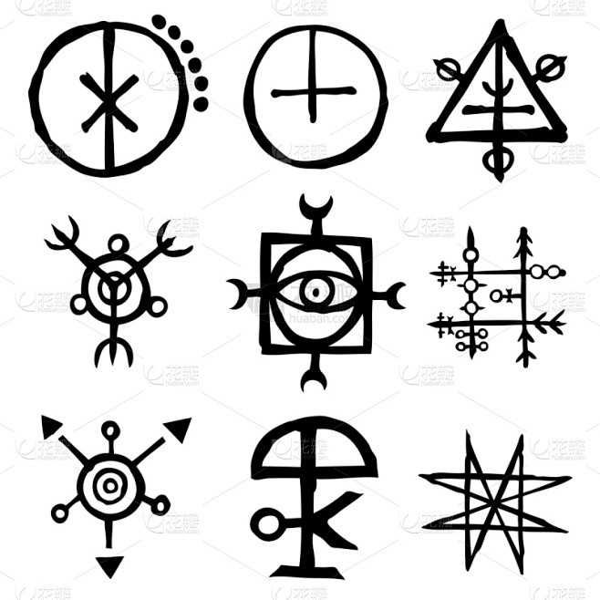 神符,字母,远古的,文字,符号,古老的,...