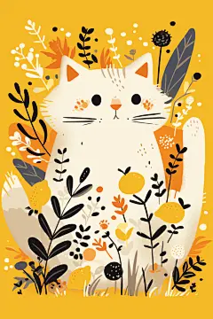 小猫咪插图动植物插图插画