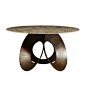 意大利Baxter大理石餐桌椅组合后现代简约饭桌家用圆形不锈钢餐桌-淘宝网