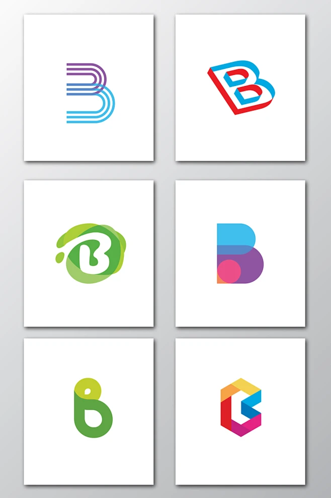 B字母logo标志模板矢量素材-花瓣网