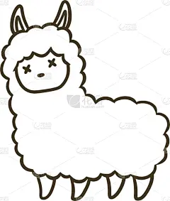 矢量,绘画插图,羊驼,热,贺卡,背景分离,十二生肖,哺乳纲,动物,户外