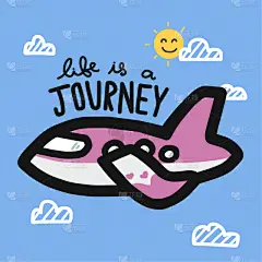 旅途,单词,飞机,粉色,卡通,新生活,可爱的,周末活动,云,问候