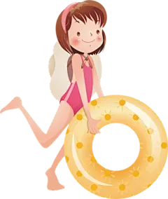 【米图网-52mitu.com】人物 插画 卡通 沙滩 夏天 游泳圈人物