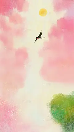 立春&春天清新感水彩燕子背景
