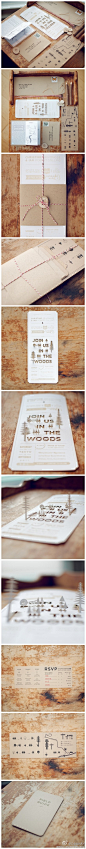 创意环保邀请函Wood and grain wedding invitation