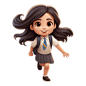 创意儿童开学上学3d上学女孩元素立体免抠图案