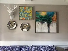 北欧现代抽象手绘油画生命之树样板房玄关客厅沙发背景墙挂画装饰-淘宝网