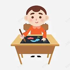 画画的小男孩手绘图 设计图片 免费下载 页面网页 平面电商 创意素材