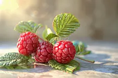 健康美味的新鲜覆盆子摄影图片