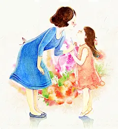 关爱母亲节  母女插画