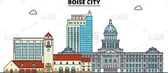 城市,美国,博伊西,国际著名景点,公寓,商务,现代,春天,剪影