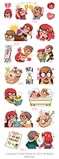 VIBER sticker set 3, Alex & Zoe : this is the 3nd sticker set I designed for Viber's new sticker market, now out for everybody to download so I can finally post it! this time the 2 characters together doing couple stuff, enjoy!