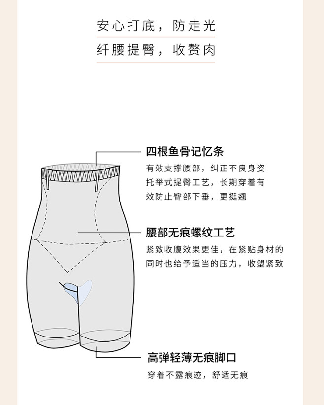 梵妳卡波高腰收腹提臀塑型裤无缝安全美体防...