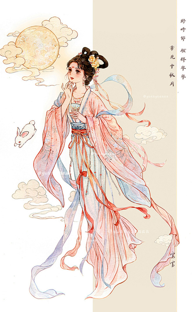 中秋系列古风仕女之桂宫秋思_官官an__...