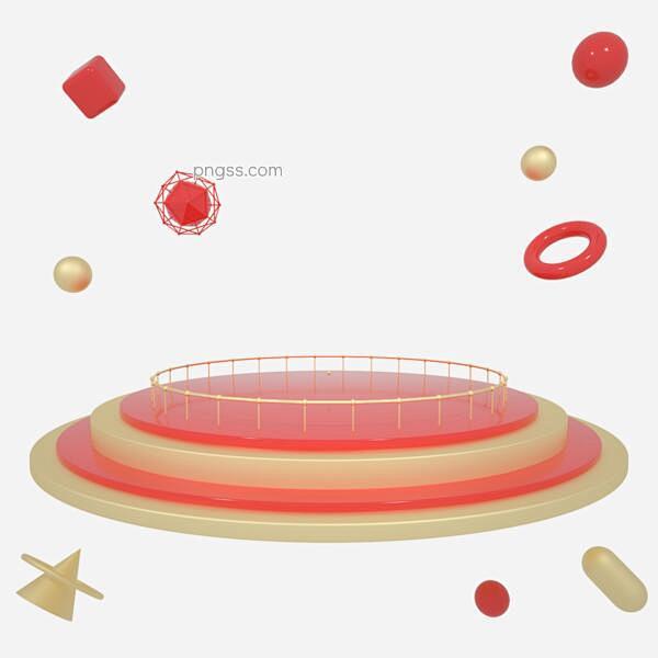 C4D电商主题舞台圆盘底座漂浮免抠图元素...