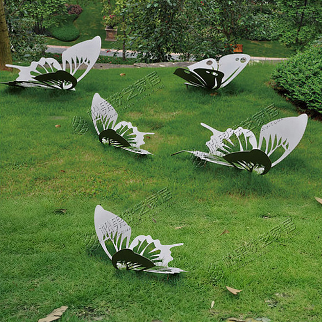 不锈钢仿真蝴蝶雕塑大型户外园林景观摆件创...