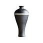 中式创意陶罐 晨风花器花瓶黑色个性细口瓶复古样板间装饰罐-善木良品